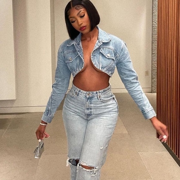 ZARA Cropped Denim Jean Jacket Size M BNWT - Picture 3 of 14